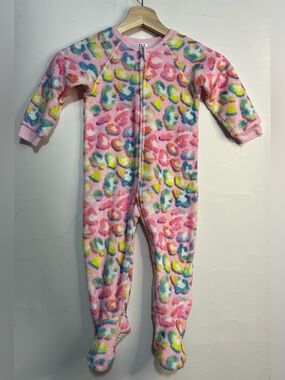 5 for $25🔥PJ Palace Pink‎ Cheetah Print Fleece Footie Jumpsuit Pajama 18-24M
